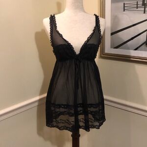 Victoria's Secret Sheer Black Lace Chemise